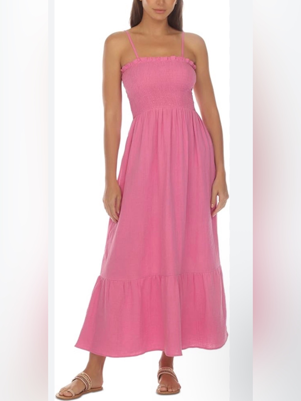 Raviya Pink Smocked Maxi Dress With Spaghetti Straps